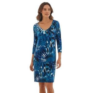 BCBGMAXAZRIA Dress Womens Small Blue Long Sleeve Pullover Sheath V-Neck